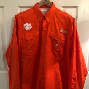 Clemson PFG Omni-Shade Long Sleeve Button-Up